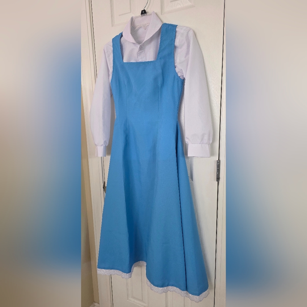 Handmade Blue and White Girls' Classic Belle-Style Costume Dress - Picture 3 of 7